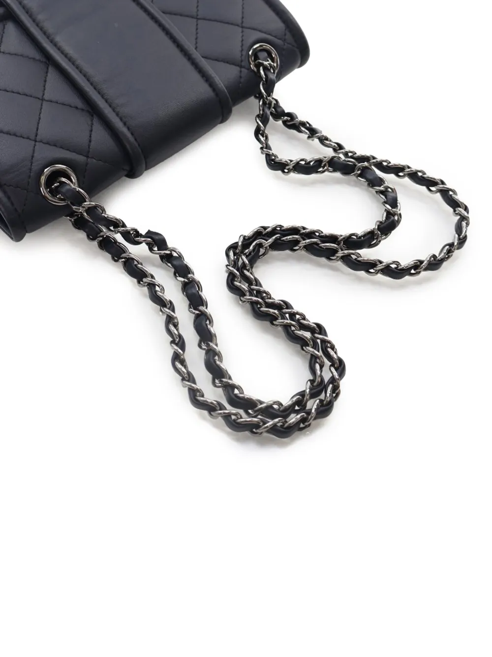 Pre-owned Chanel 2015-2016 Quilted Lambskin Elementary Chic Flap Shoulder Bag In Blue