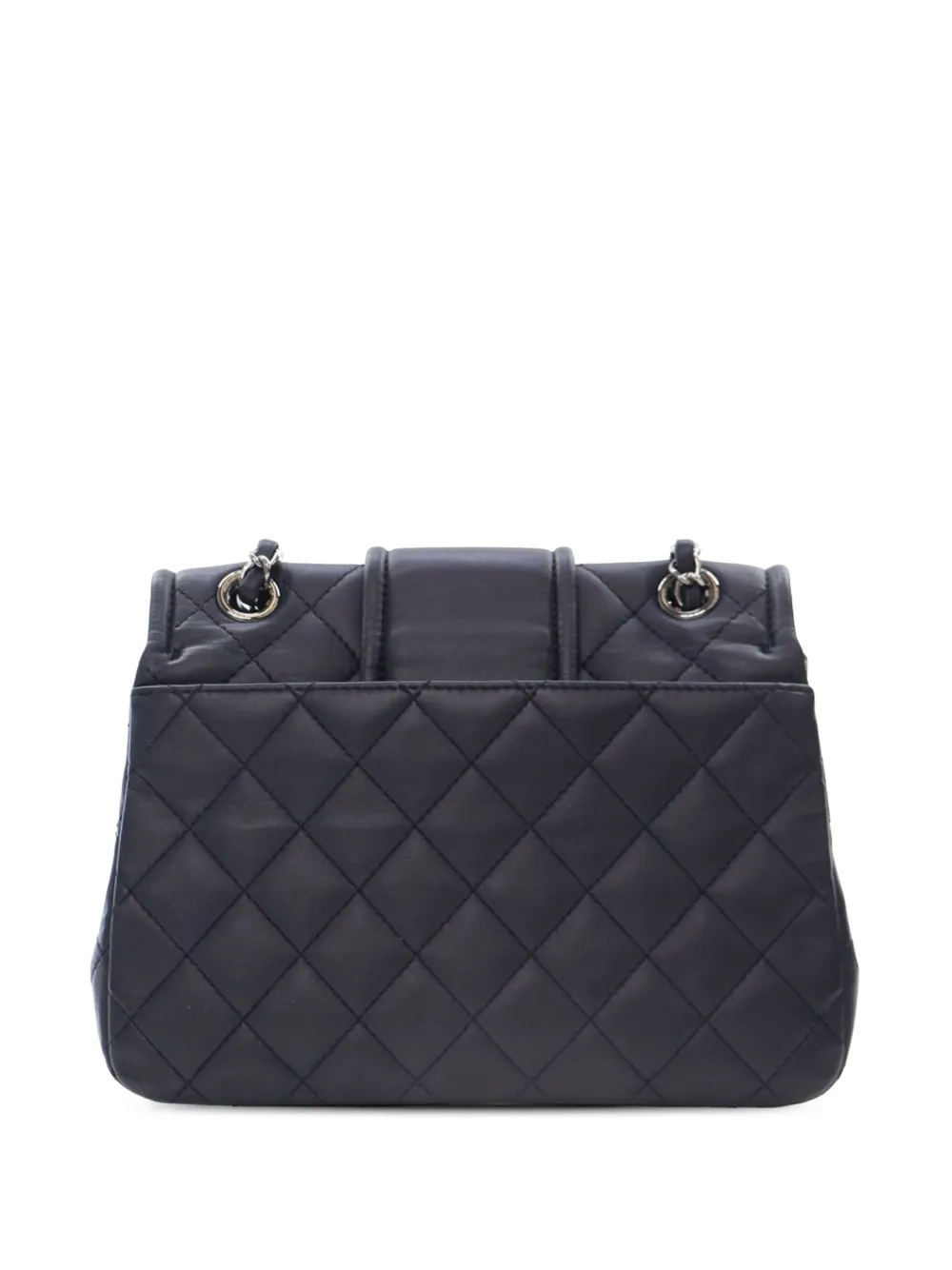 Pre-owned Chanel 2015-2016 Quilted Lambskin Elementary Chic Flap Shoulder Bag In Blue