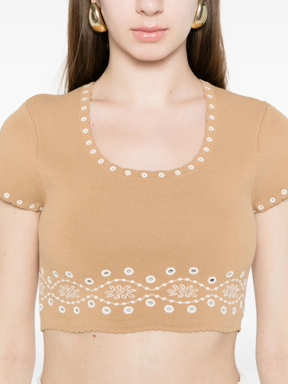 SANDRO Cropped T-shirt Beige