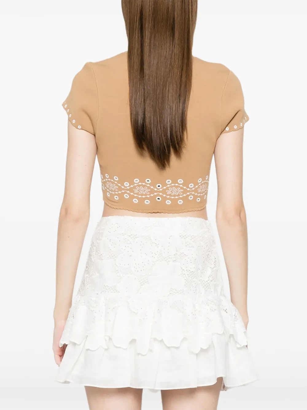 SANDRO Cropped T-shirt Beige