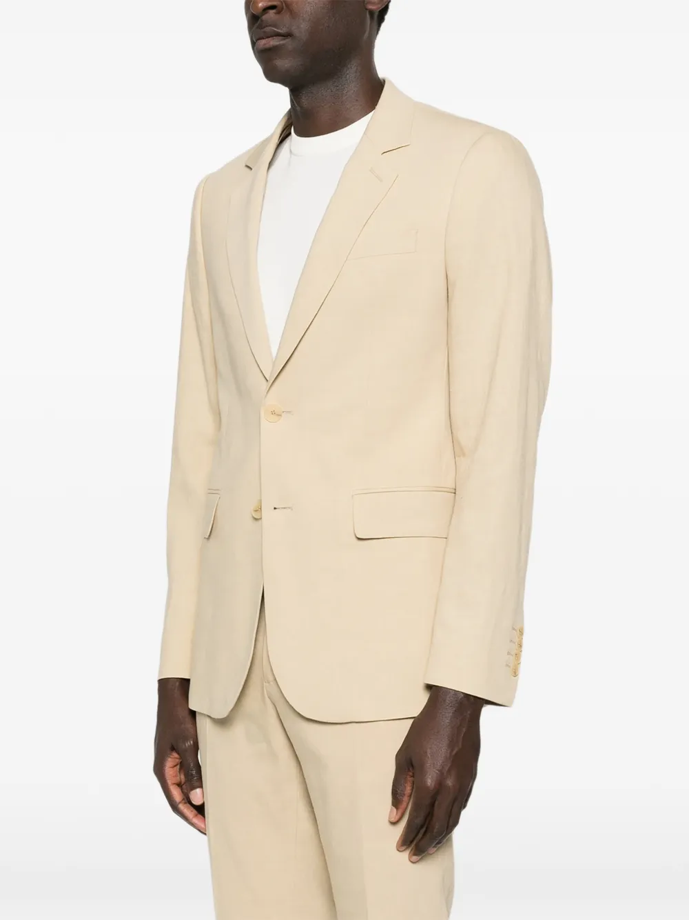  Sandro Button Linen Suit Jacket - Neutrals 