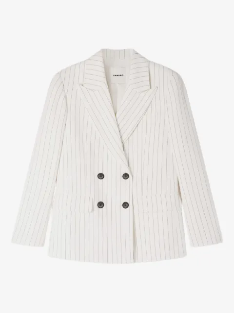 SANDRO blazer con doble botonadura y motivo de rayas