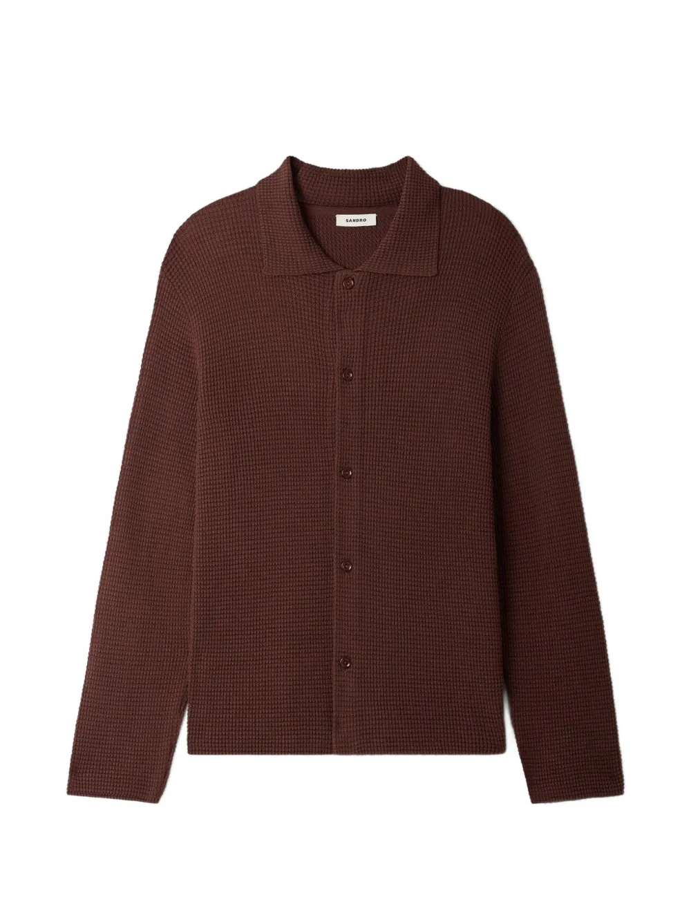 SANDRO polo collar button cardigan - Marrone
