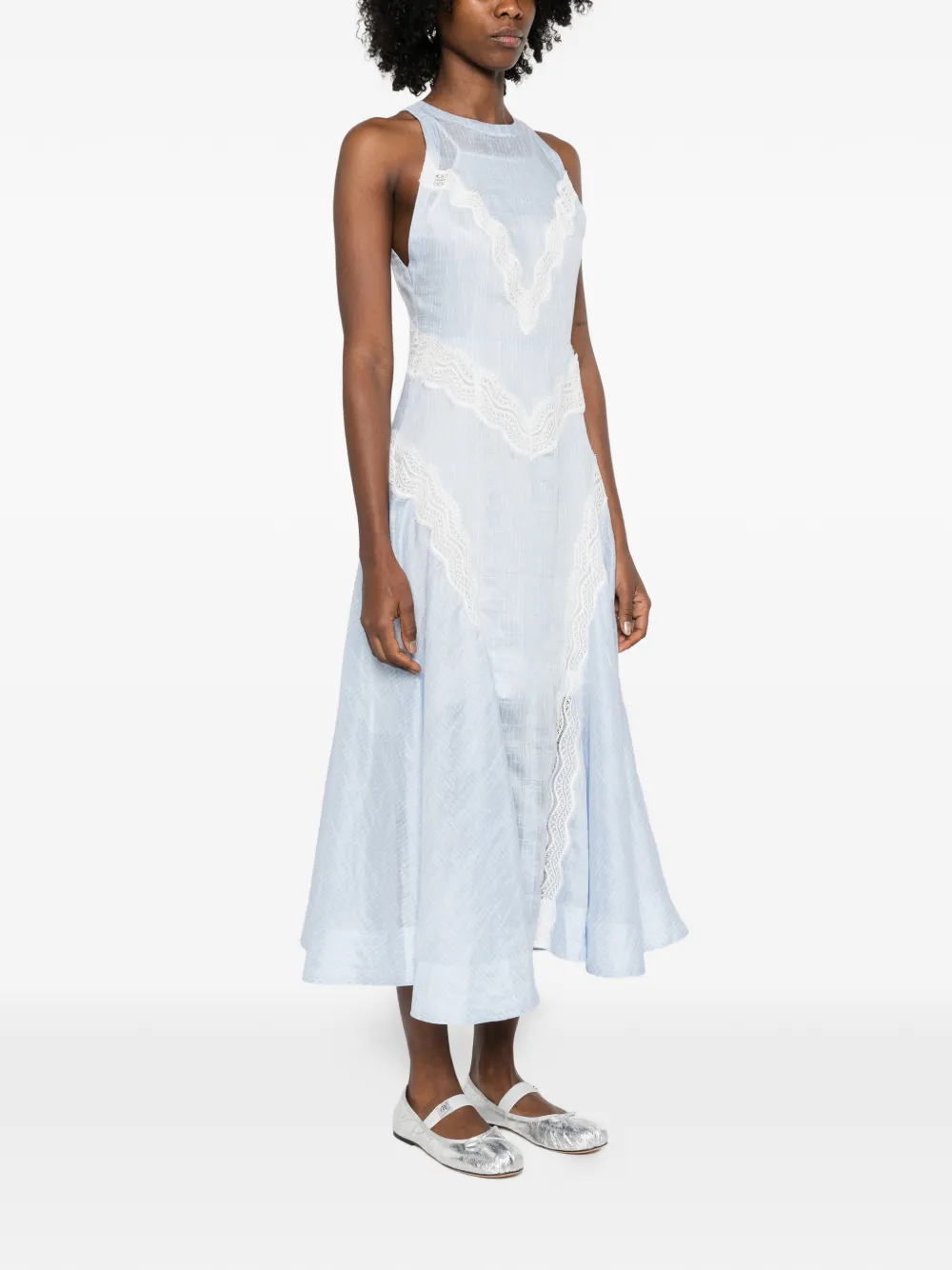 Lace Striped Midi Dress