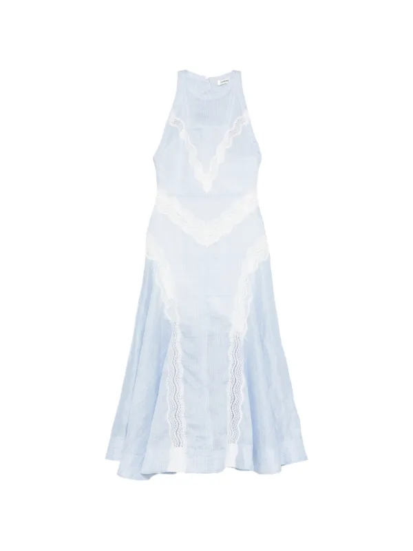SANDRO Lace Striped Maxi Dress | Blue | FARFETCH AZ