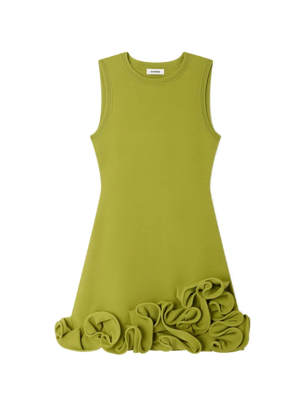 SANDRO ruffled knitted mini dress - Verde