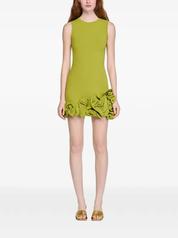 SANDRO Ruffled Knitted Mini Dress | Green | FARFETCH SANDRO Ruffled Knitted Mini Dress | Green | FARFETCH