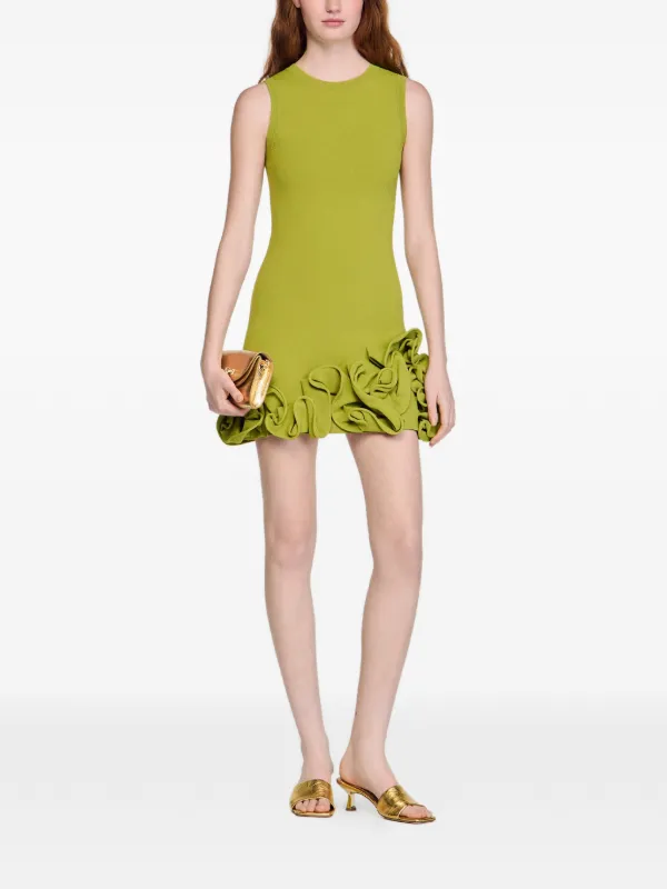 SANDRO Ruffled Knitted Mini Dress | Green | FARFETCH