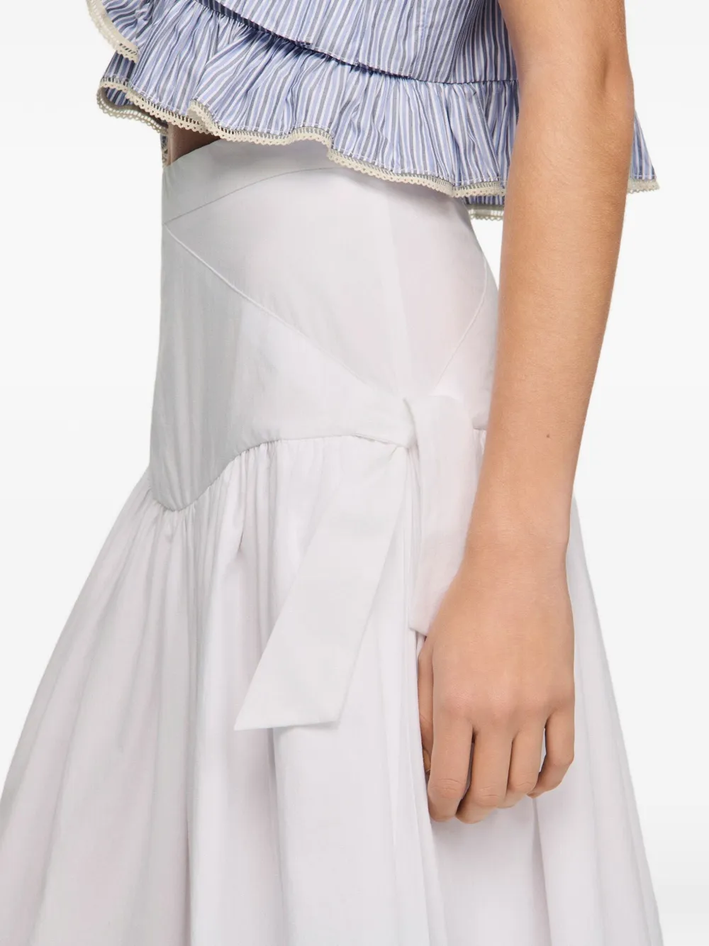 SANDRO Popeline maxi-rok met zijstrik Wit