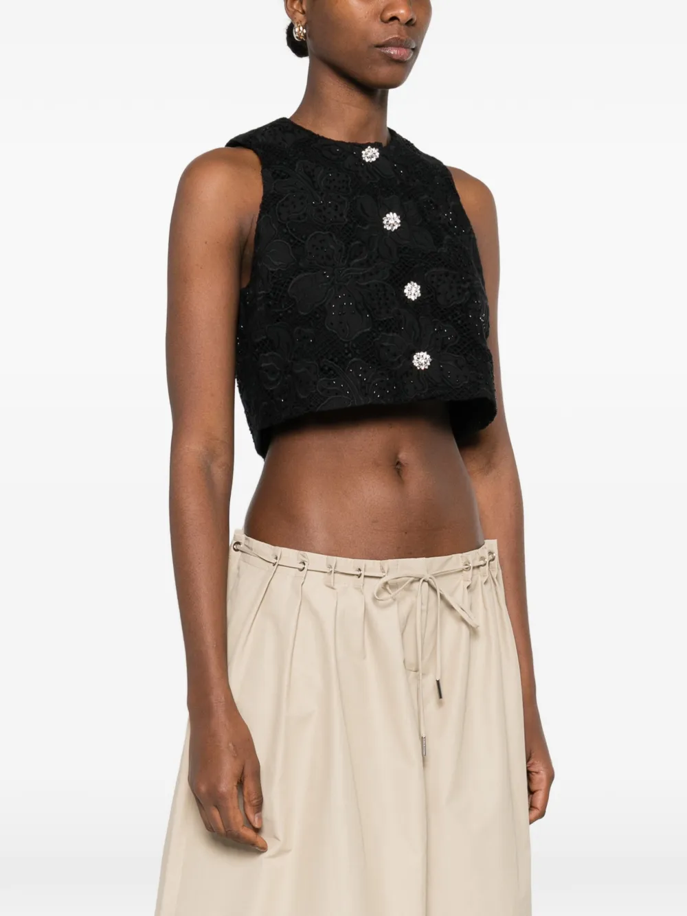  Sandro Guipure Button-embellished Top - Black 