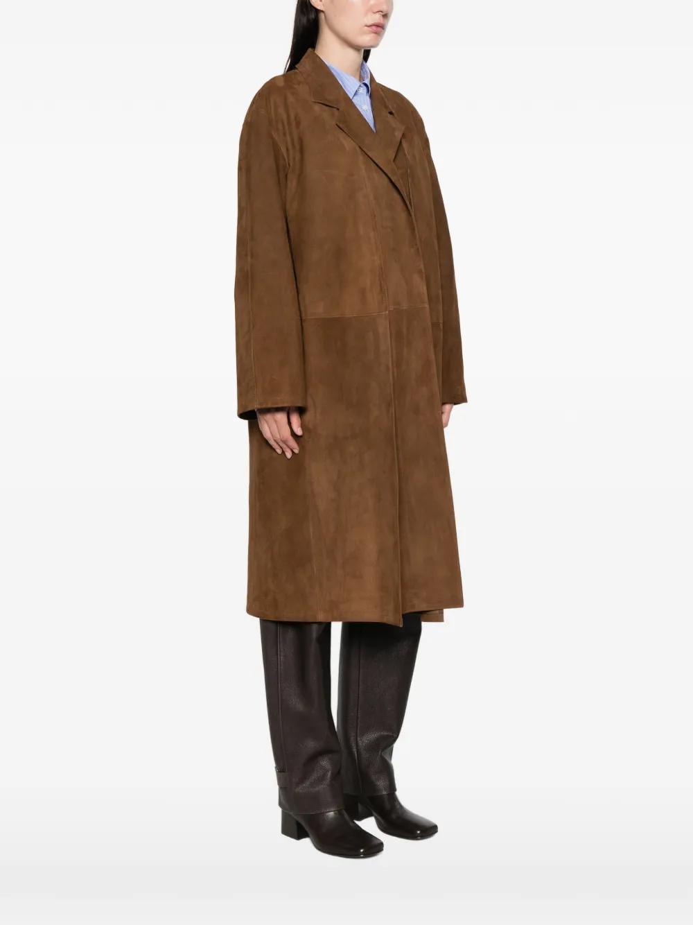 The Row Serenis Panelled-split Coat In Brown