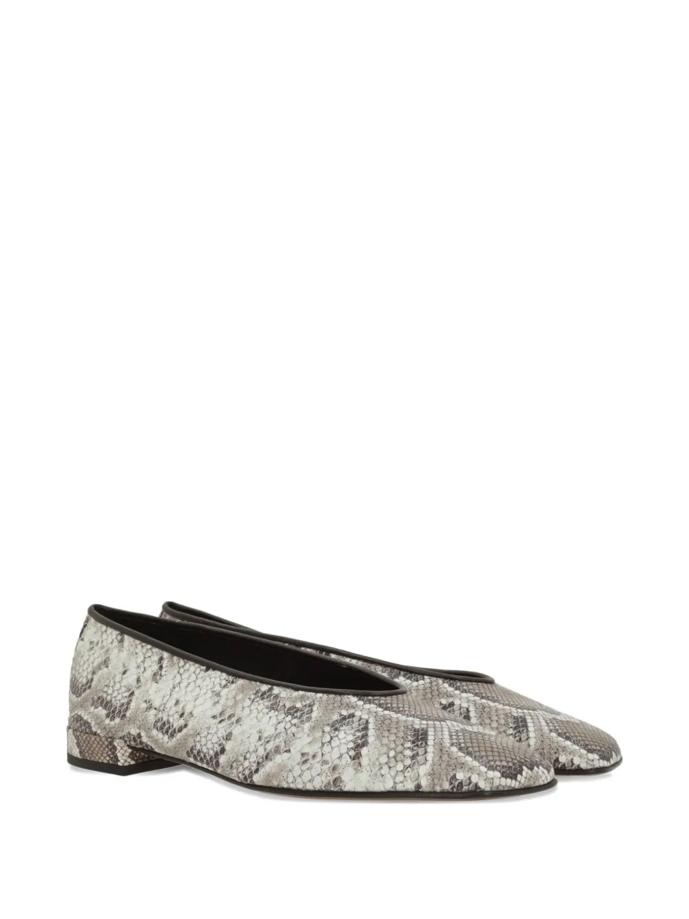 Giorgio Armani Python-print Squared Ballet Flats In Brown