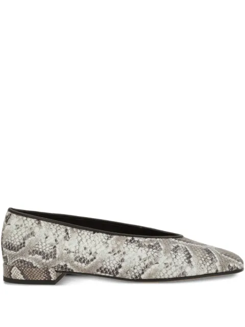 Giorgio Armani python-print squared ballet flats