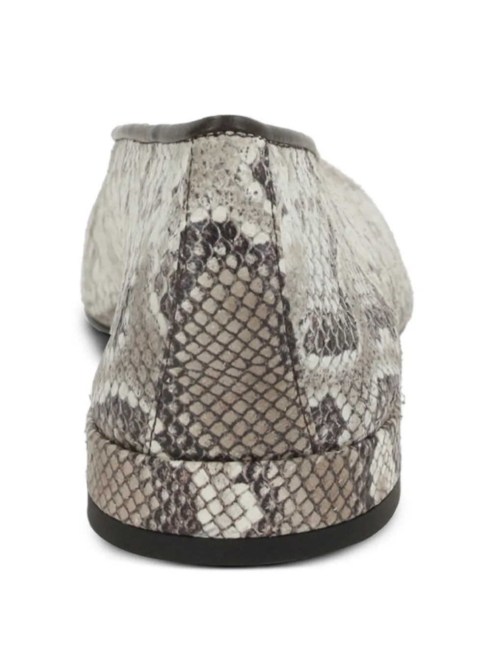 Giorgio Armani Python-print Squared Ballet Flats In Brown