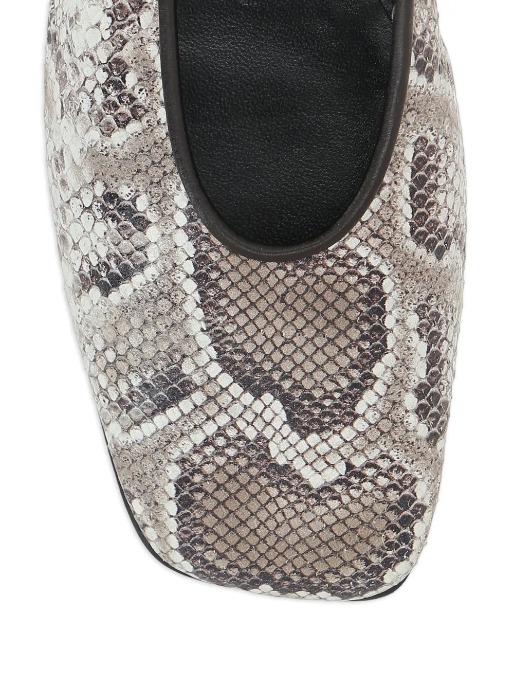 Giorgio Armani Python-print Squared Ballet Flats In Brown