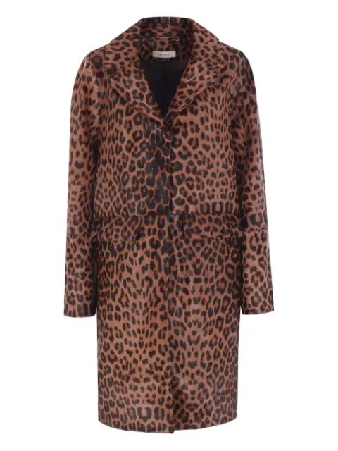 Mine leopard-effect flap pocket coat