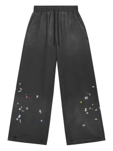 Mini Cream pantalones palazzo con detalles