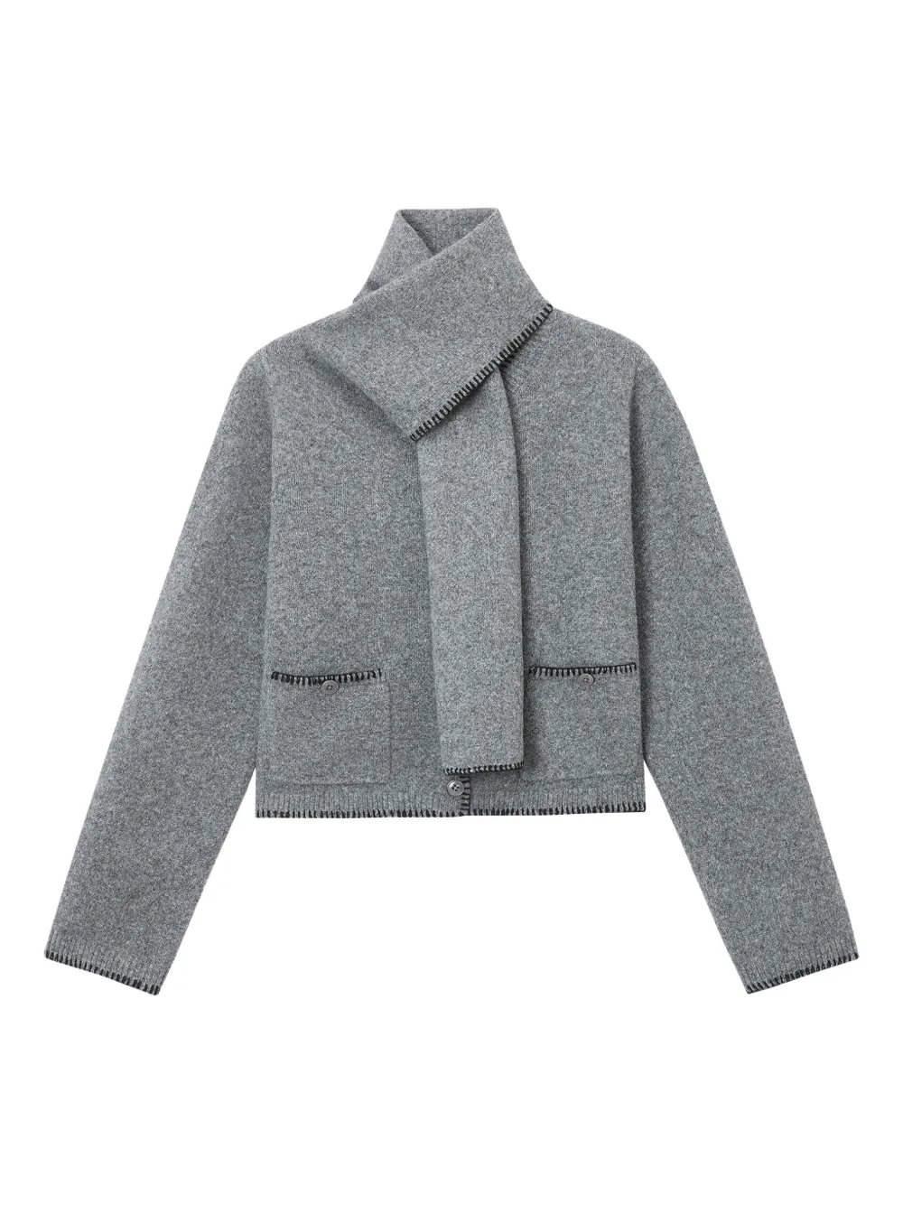 B+ab Pocket Scarf Cardigan In Gray