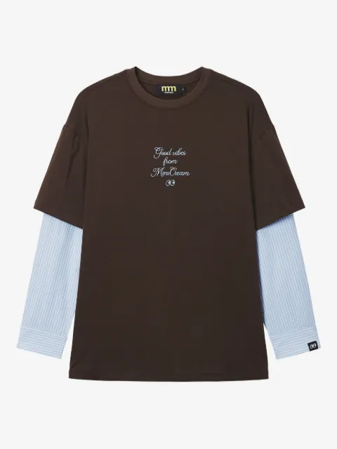 Mini Cream playera con rayas en las mangas