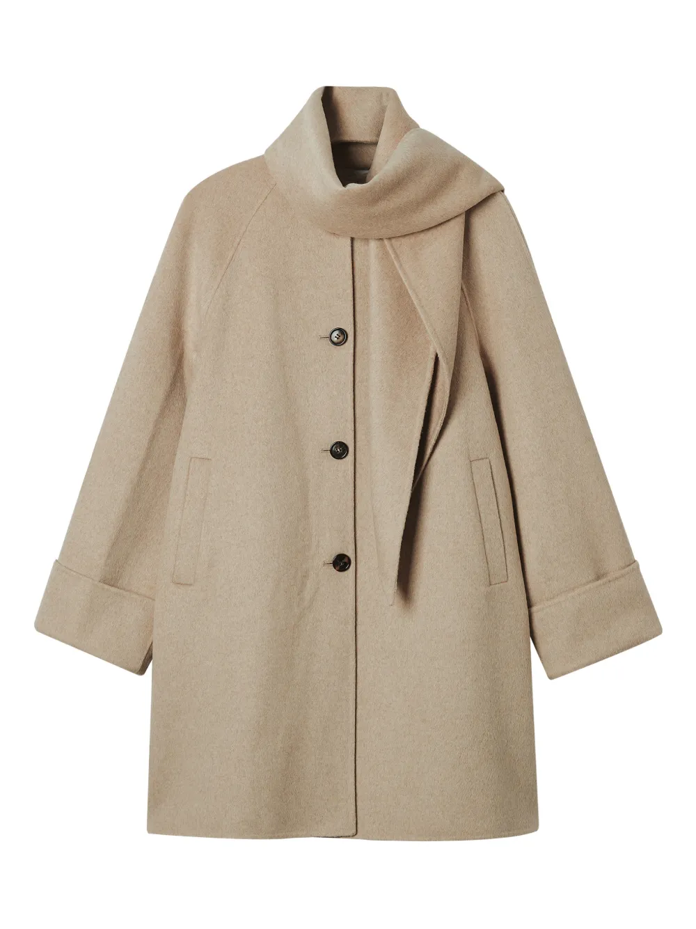 B+ab Button Scarf Coat In Neutral