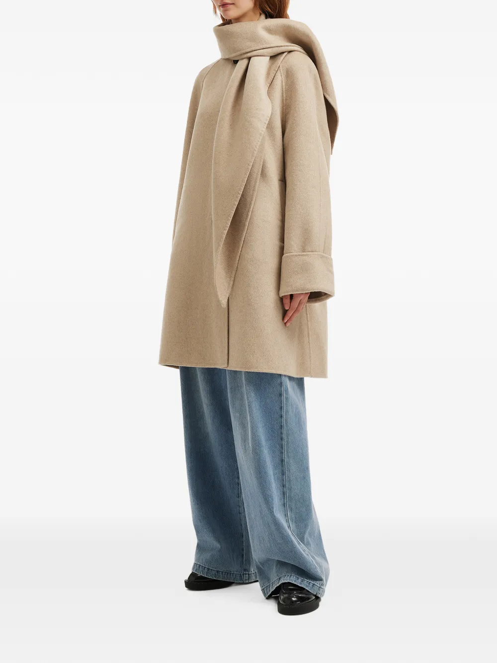 B+ab Button Scarf Coat In Neutral