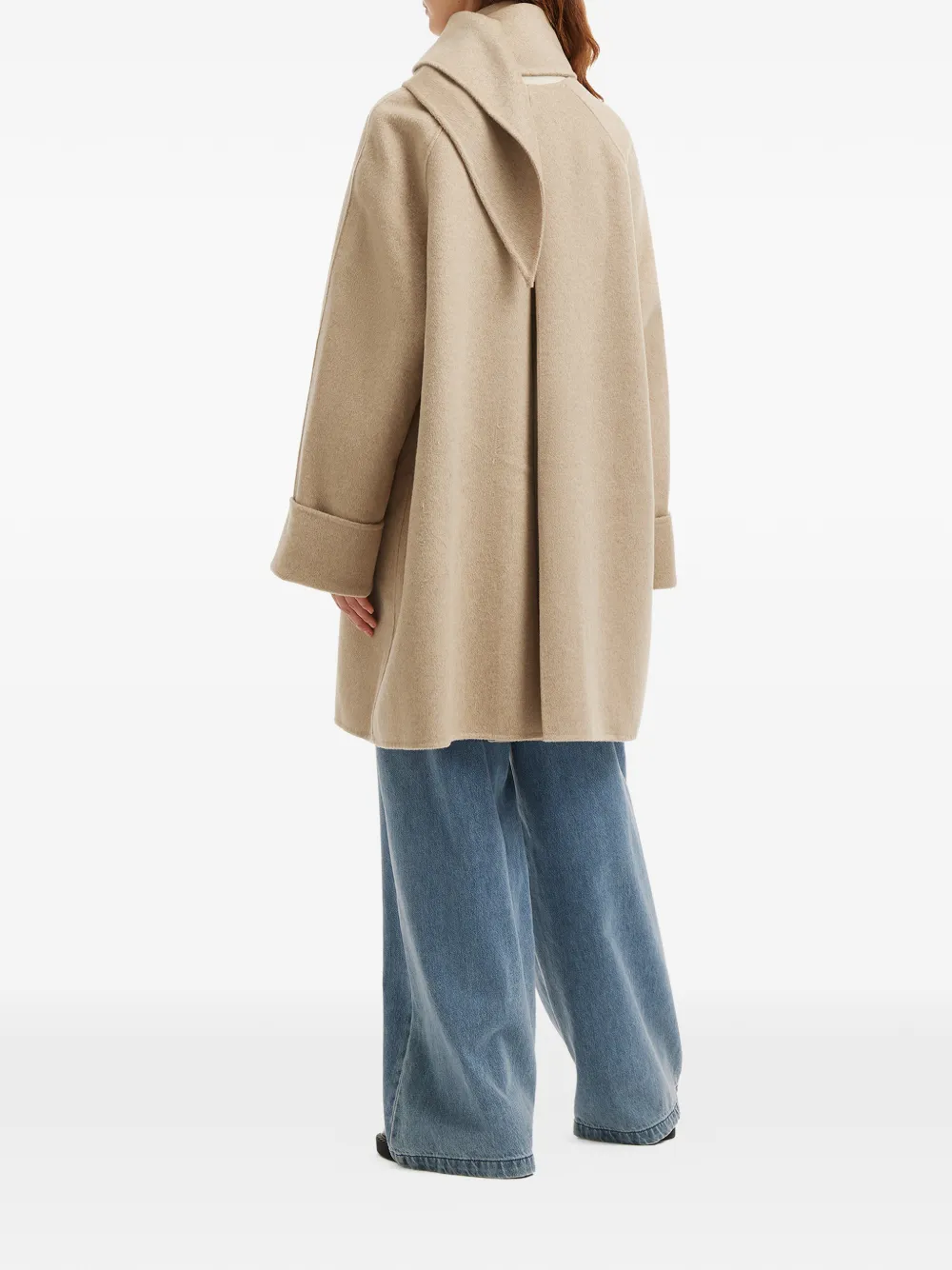 B+ab Button Scarf Coat In Neutral
