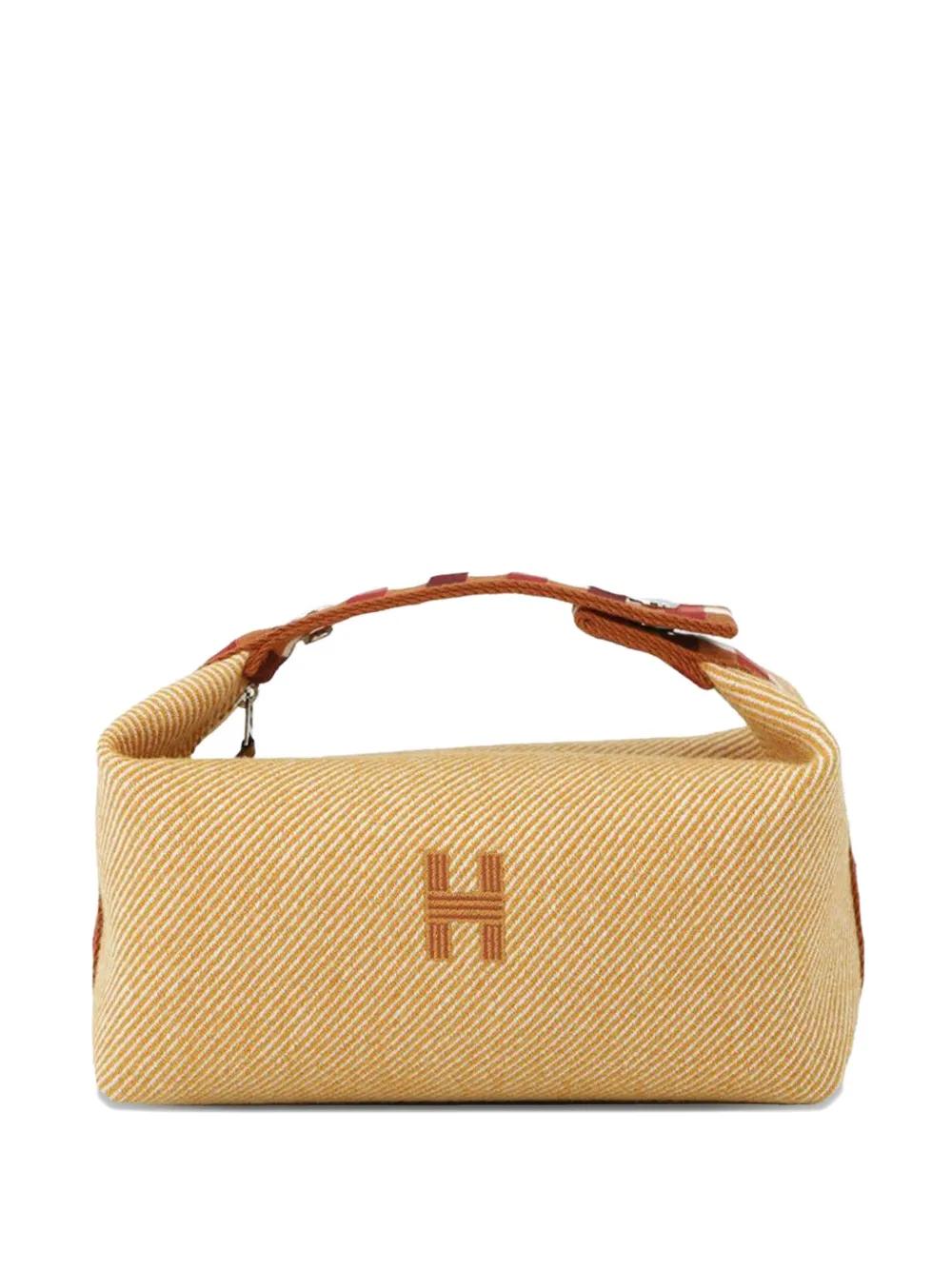 Pre-owned Hermes 2021-2025 Small Wool Bride A Brac Au Carre Case Vanity Bag In Orange