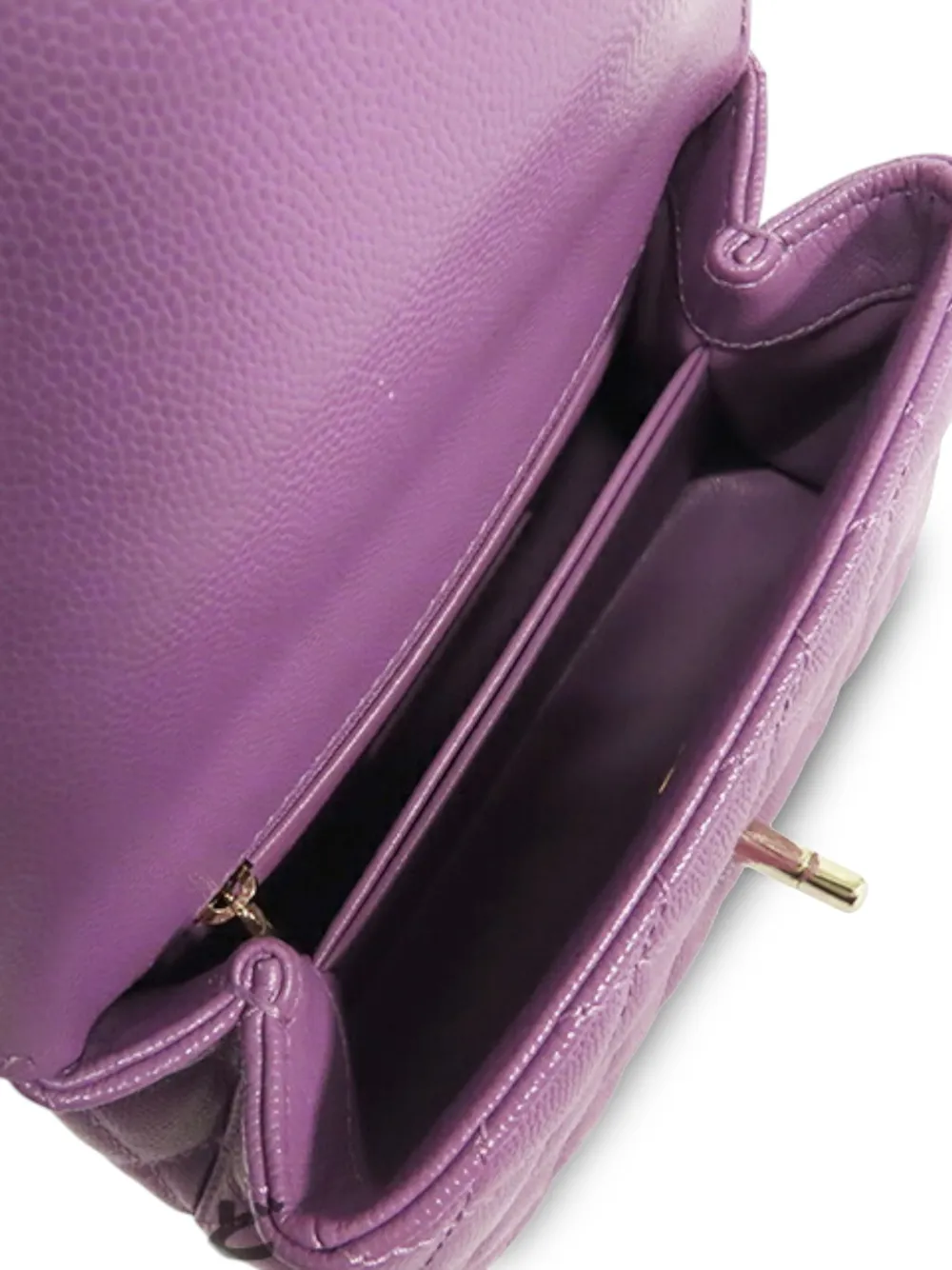 CHANEL Pre-owned 2021-2025 Extra Mini Caviar Coco Top Handle Bag Satchel In Purple