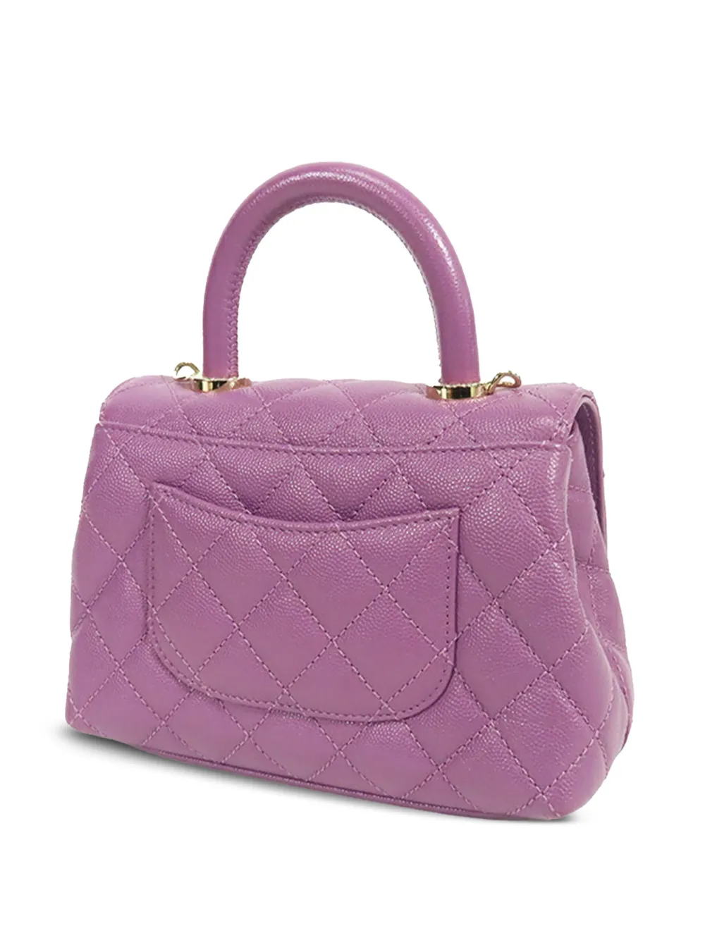 CHANEL Pre-owned 2021-2025 Extra Mini Caviar Coco Top Handle Bag Satchel In Purple