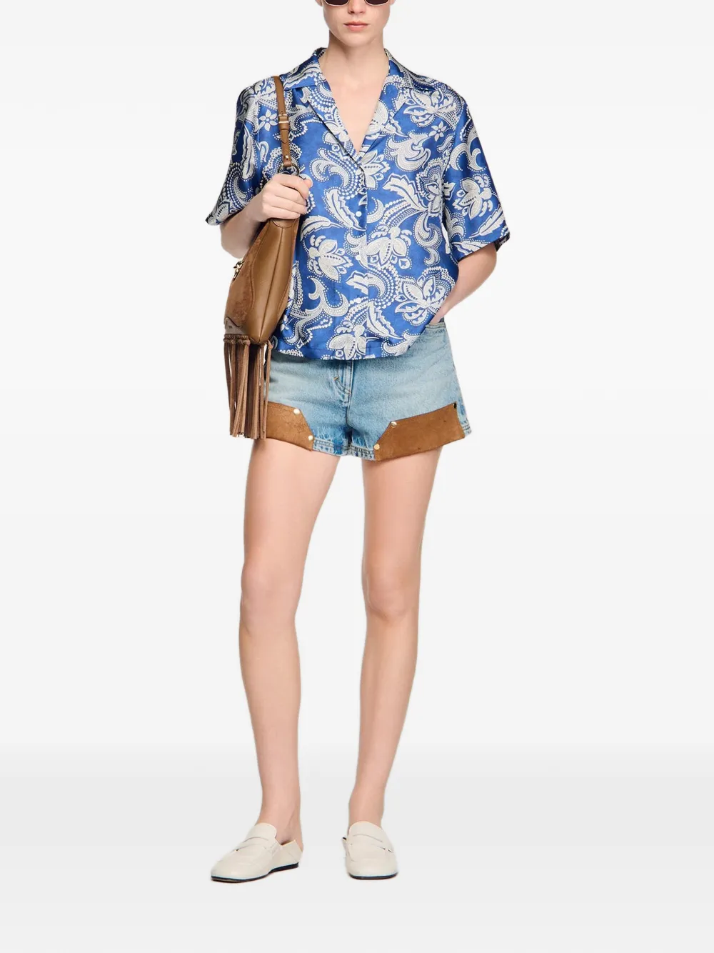  Sandro Camisa Con Estampado Floral - Azul 