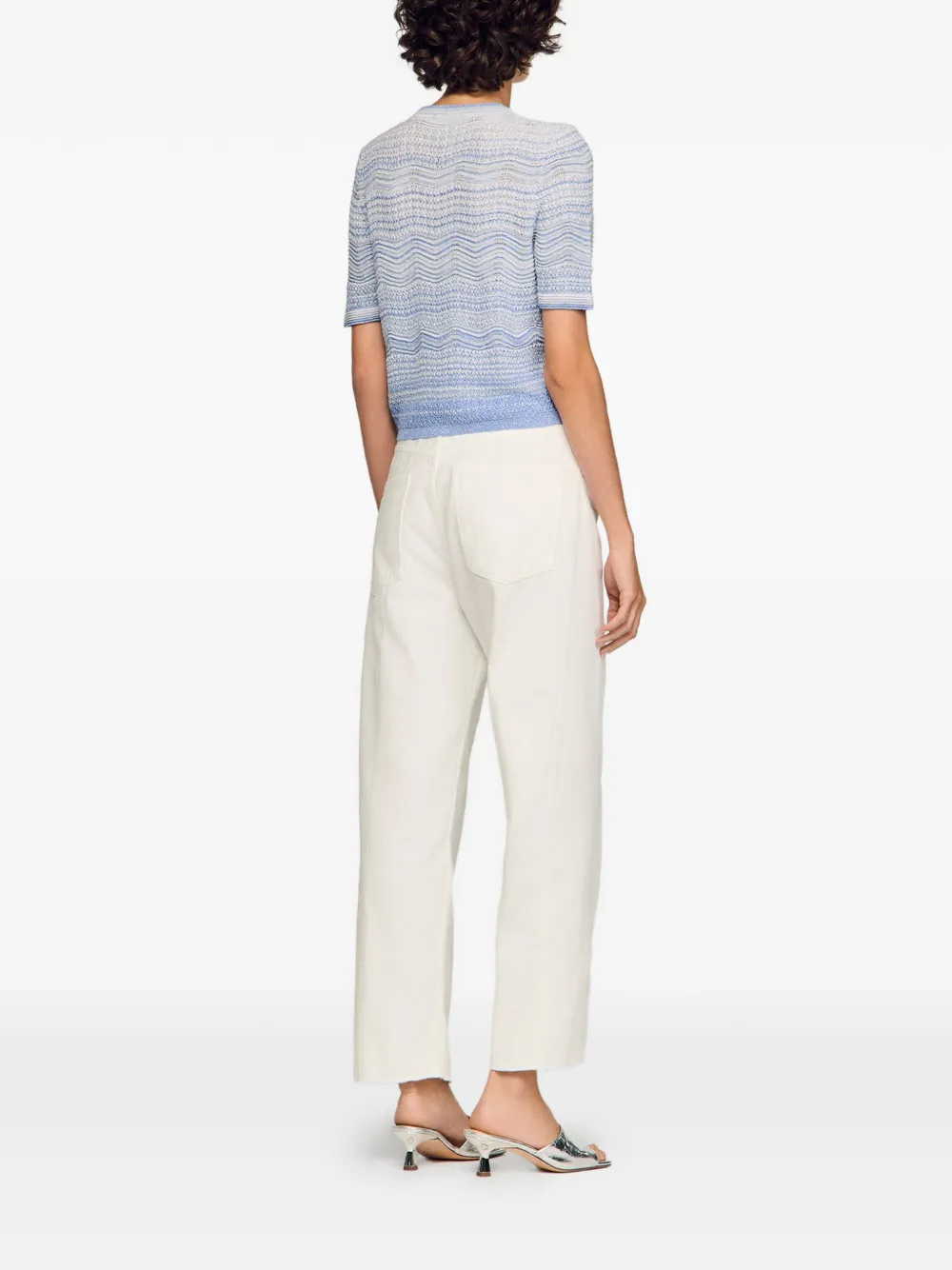  Sandro Zigzag Short-sleeve Cardigan - Blue 