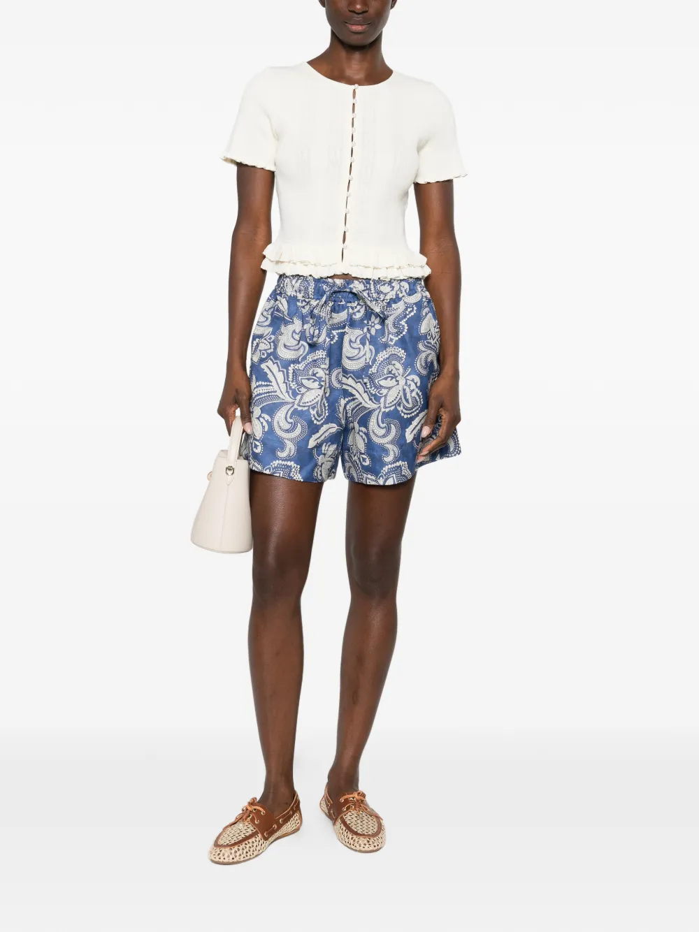  Sandro Floral Paisley-print Shorts - Blue 