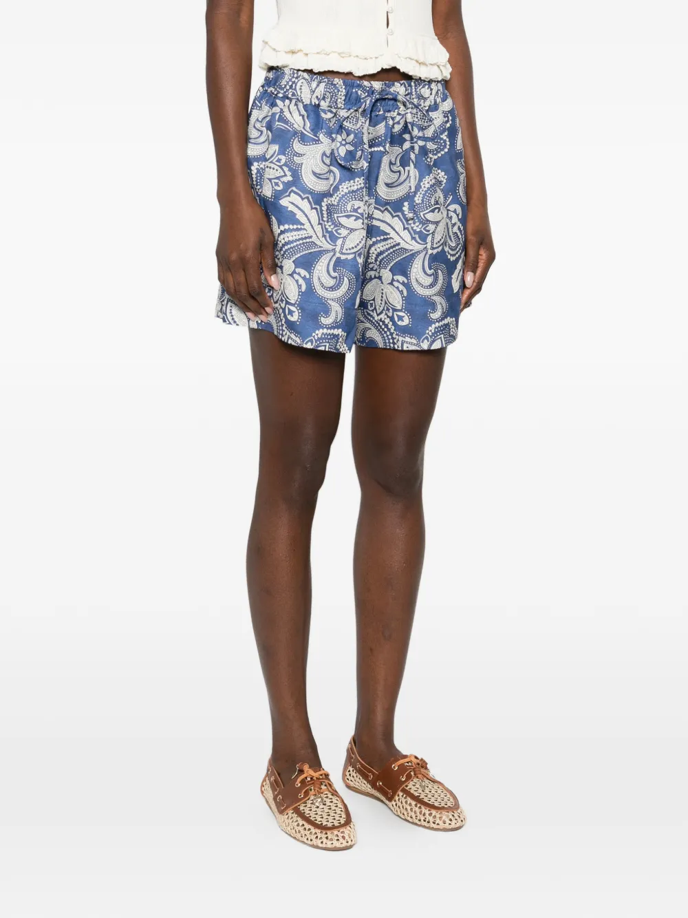  Sandro Floral Paisley-print Shorts - Blue 