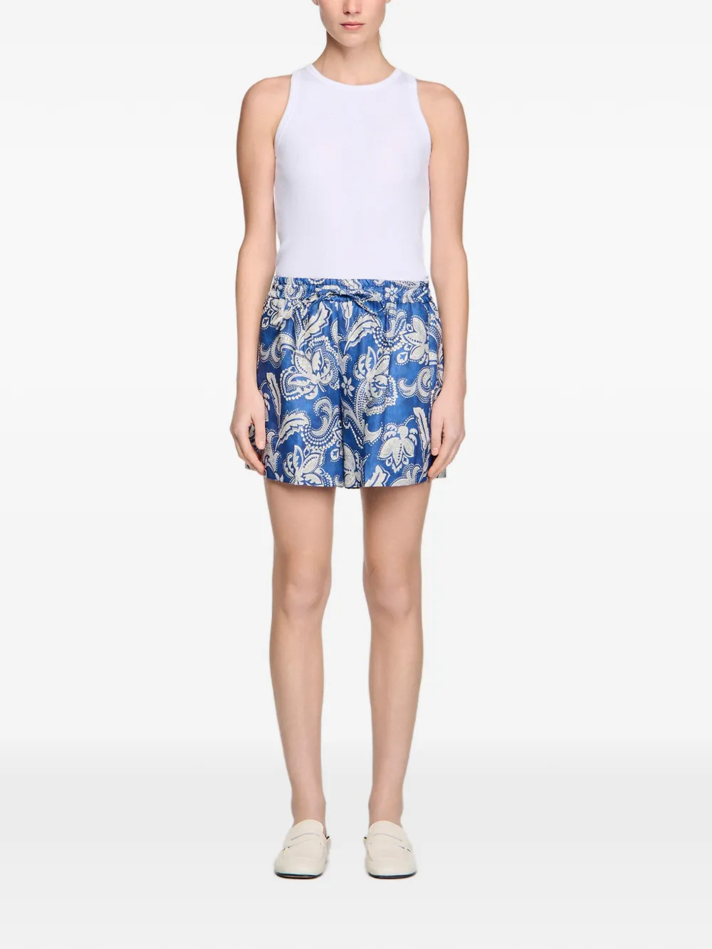 SANDRO Shorts met paisley-print Blauw
