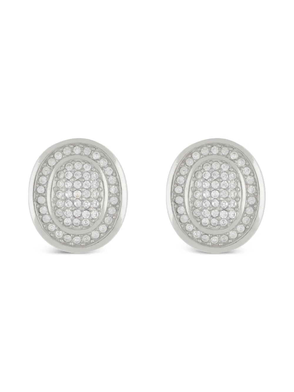 Christian Dior Pre-Owned 1980s oval-shape clip-on earrings - Argento