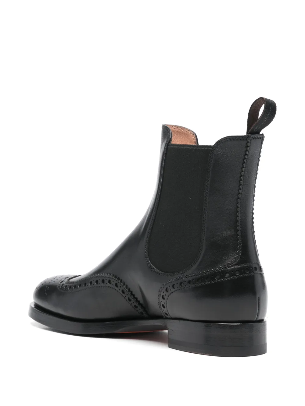 Santoni Chelsea laarzen met brogue detail Zwart