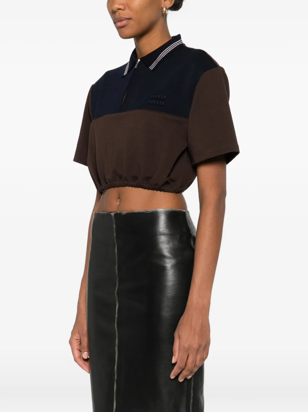 Miu Miu half-zip short-sleeve polo top - Bruin