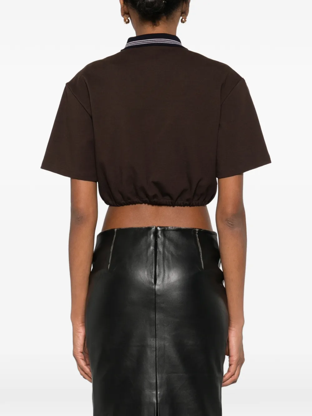 Miu Tweekleurige cropped polotop Bruin