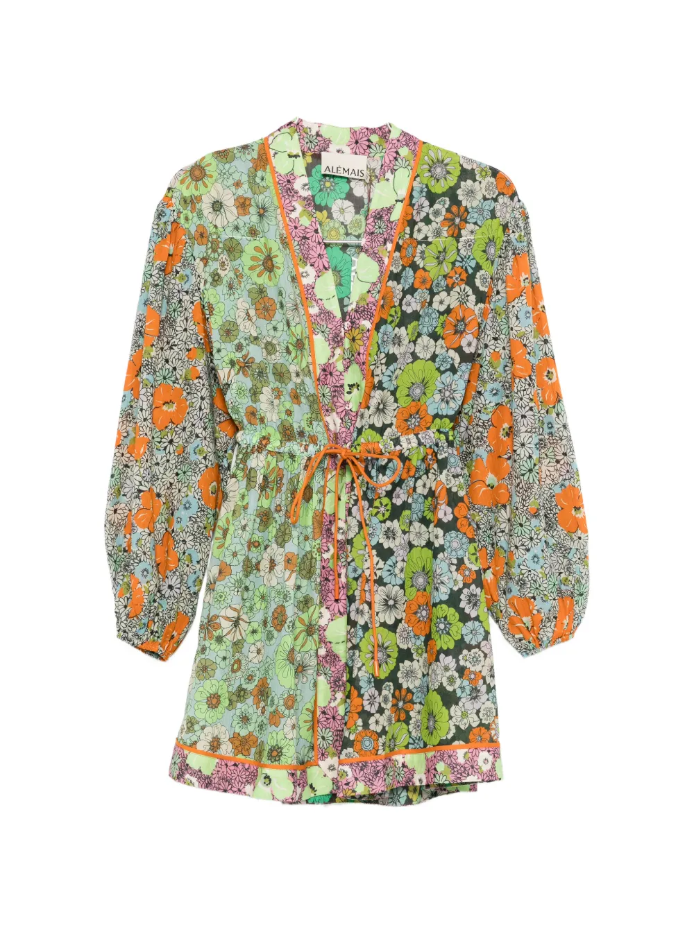 ALEMAIS mini floral print tie dress - Verde