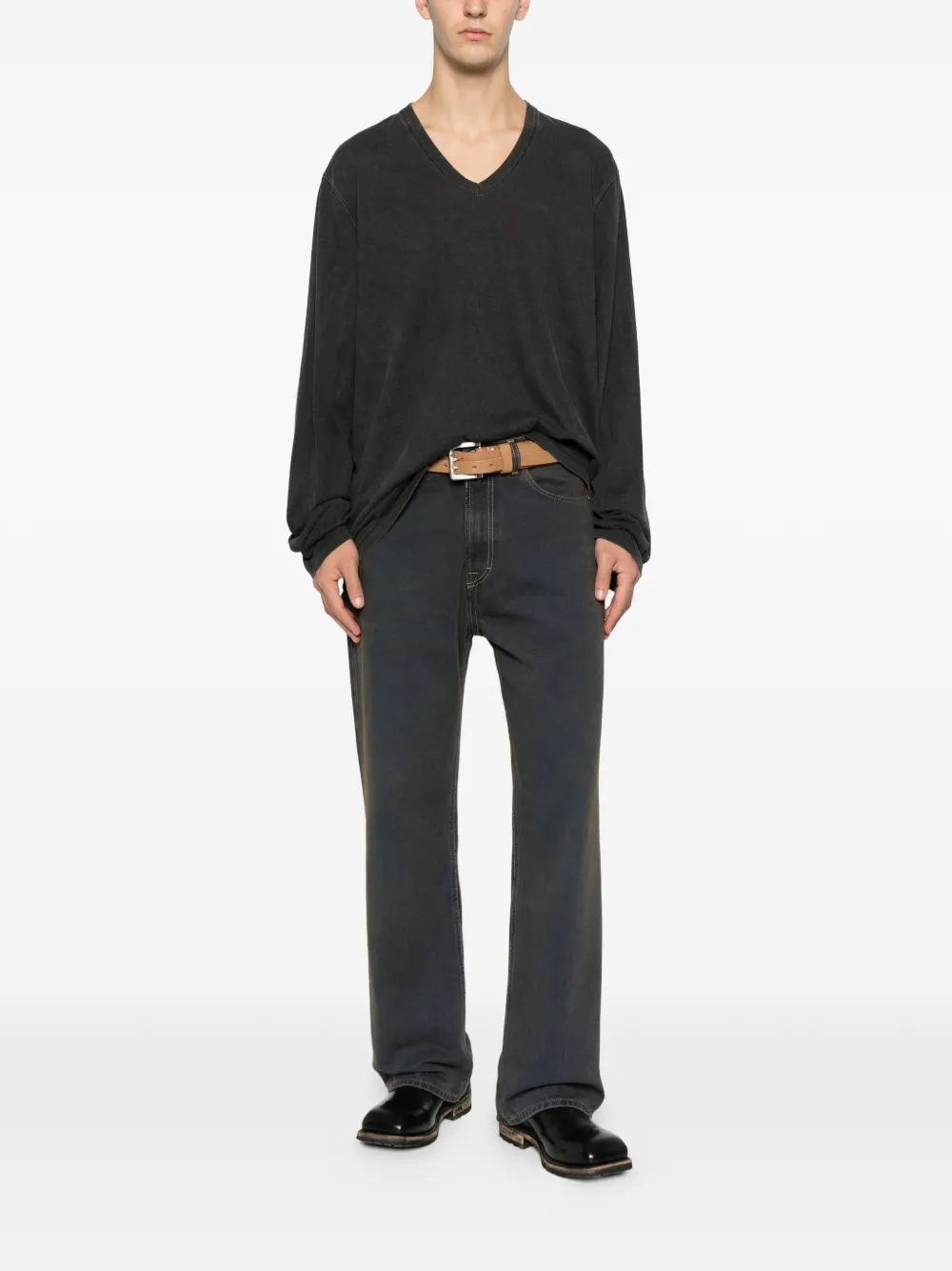 OUR LEGACY Gorge V-neck long-sleeve T-shirt - Zwart