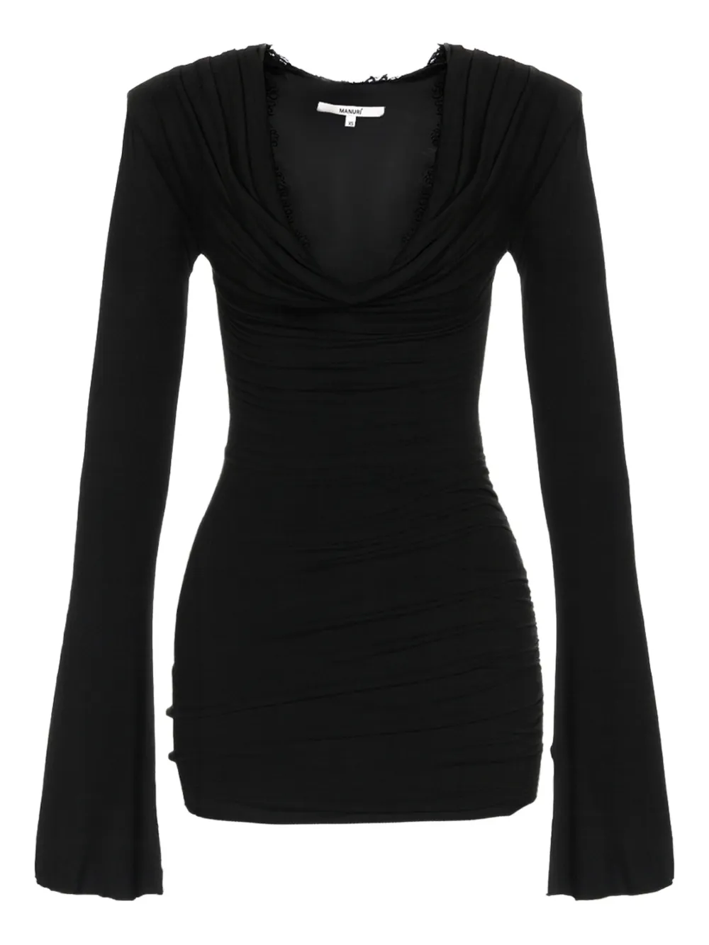 MANURÍ Alma lace-trim mini dress - Nero