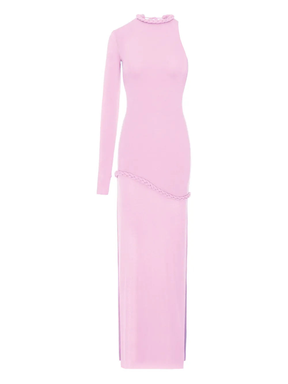 Manurí Candy One-sleeve Braided-detail Maxi Dress In Pink