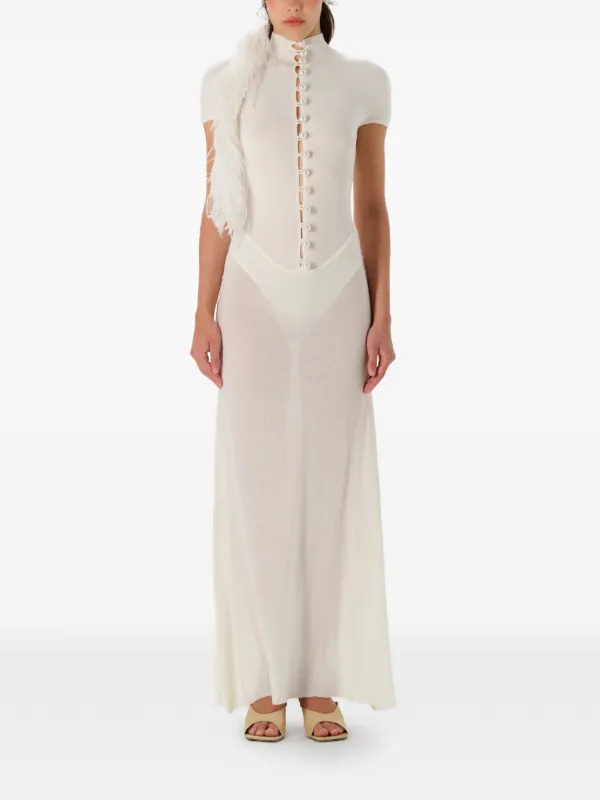 button detail maxi dress MANURÍ Mia button-detail Maxi Dress | White