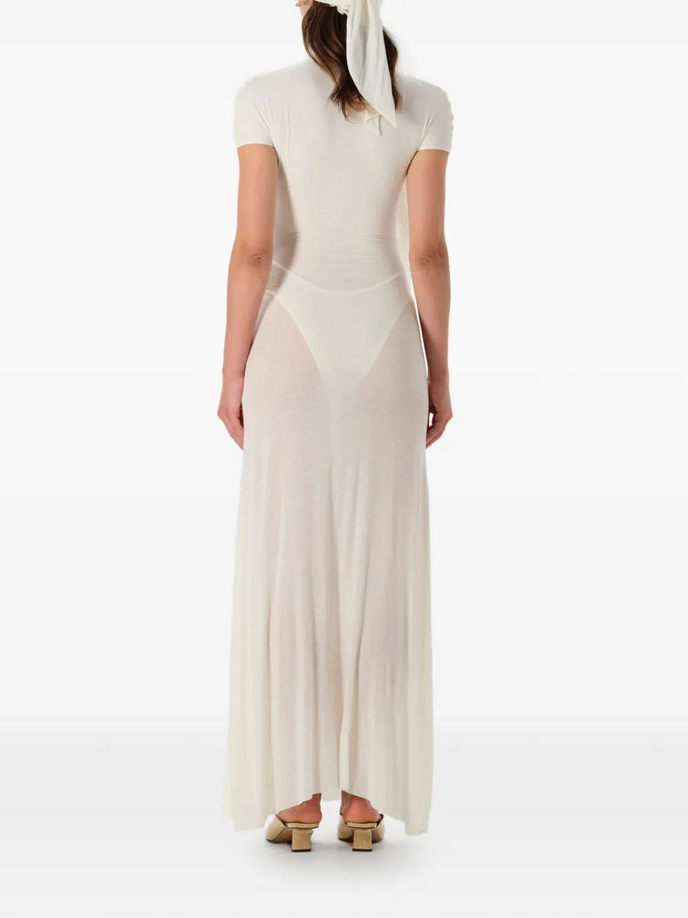 MANURÍ Mia maxi-jurk met knoopdetail Wit