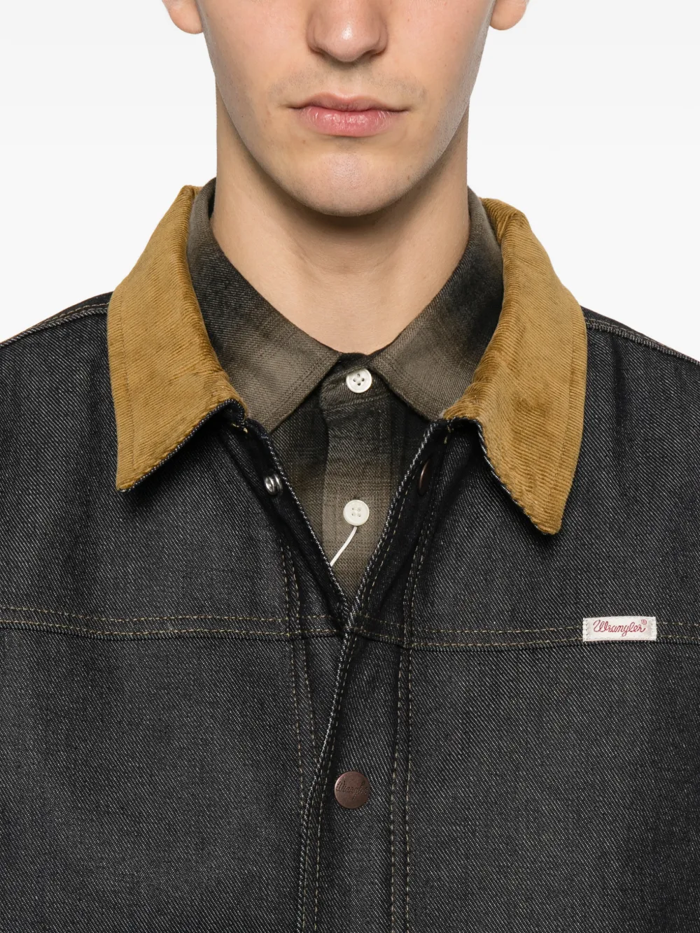 Filson X Wrangler Work Corduroy-collar Denim Jacket In Black