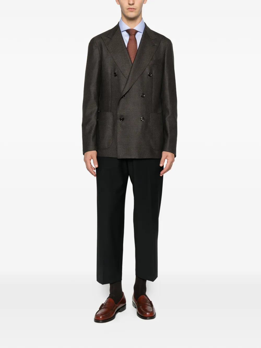 Tagliatore Blazer met dubbele rij knopen en opgestikte zak Bruin