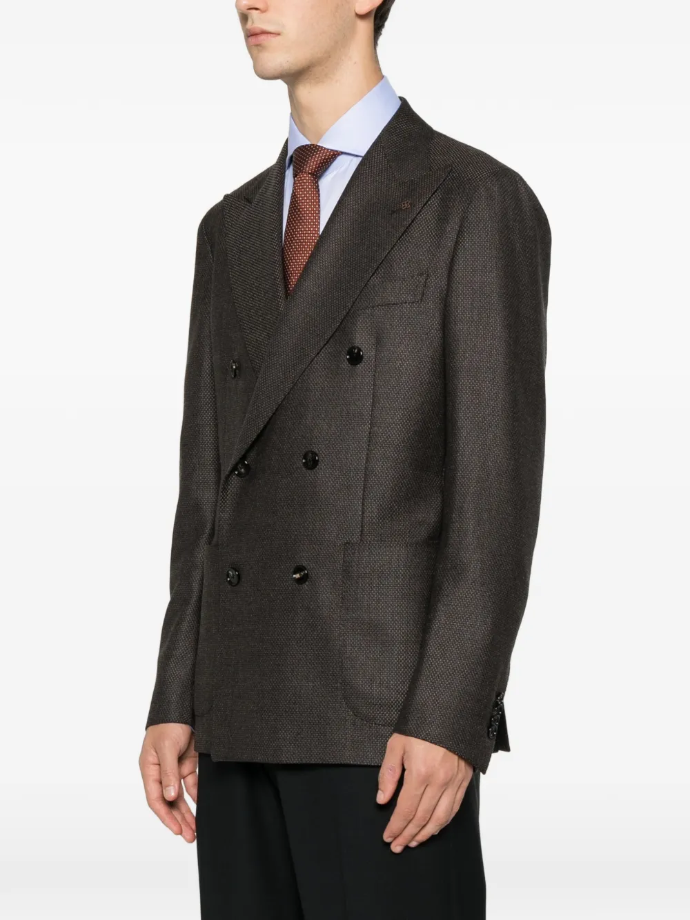 Tagliatore Blazer met dubbele rij knopen en opgestikte zak Bruin