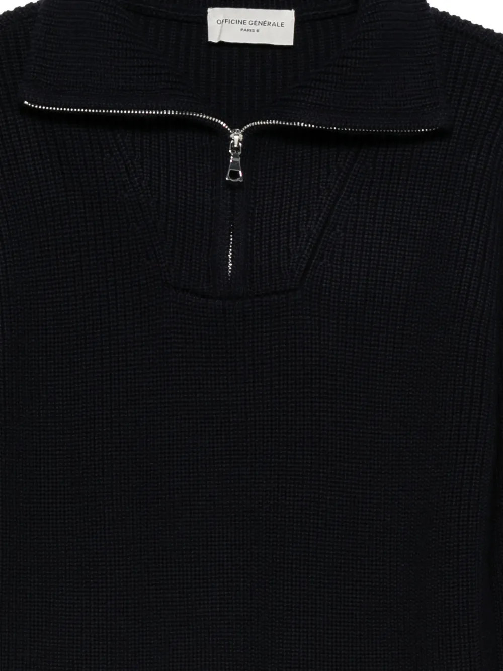 Officine Generale Geribbelde trui met halve rits Blauw