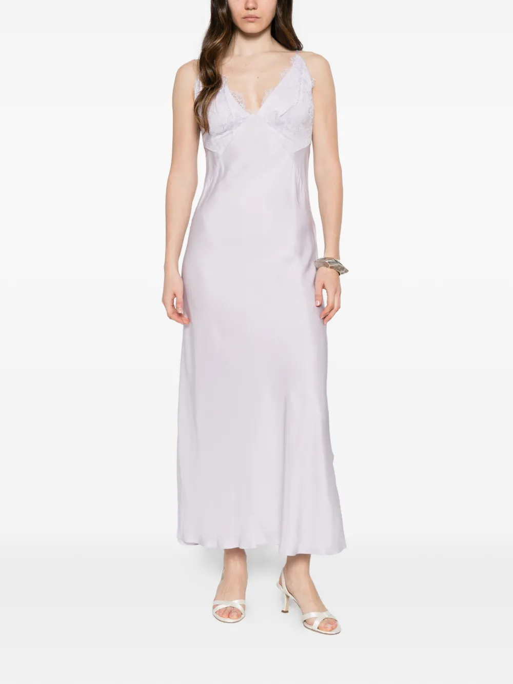 SANDRO Maxi-jurk met kant Paars