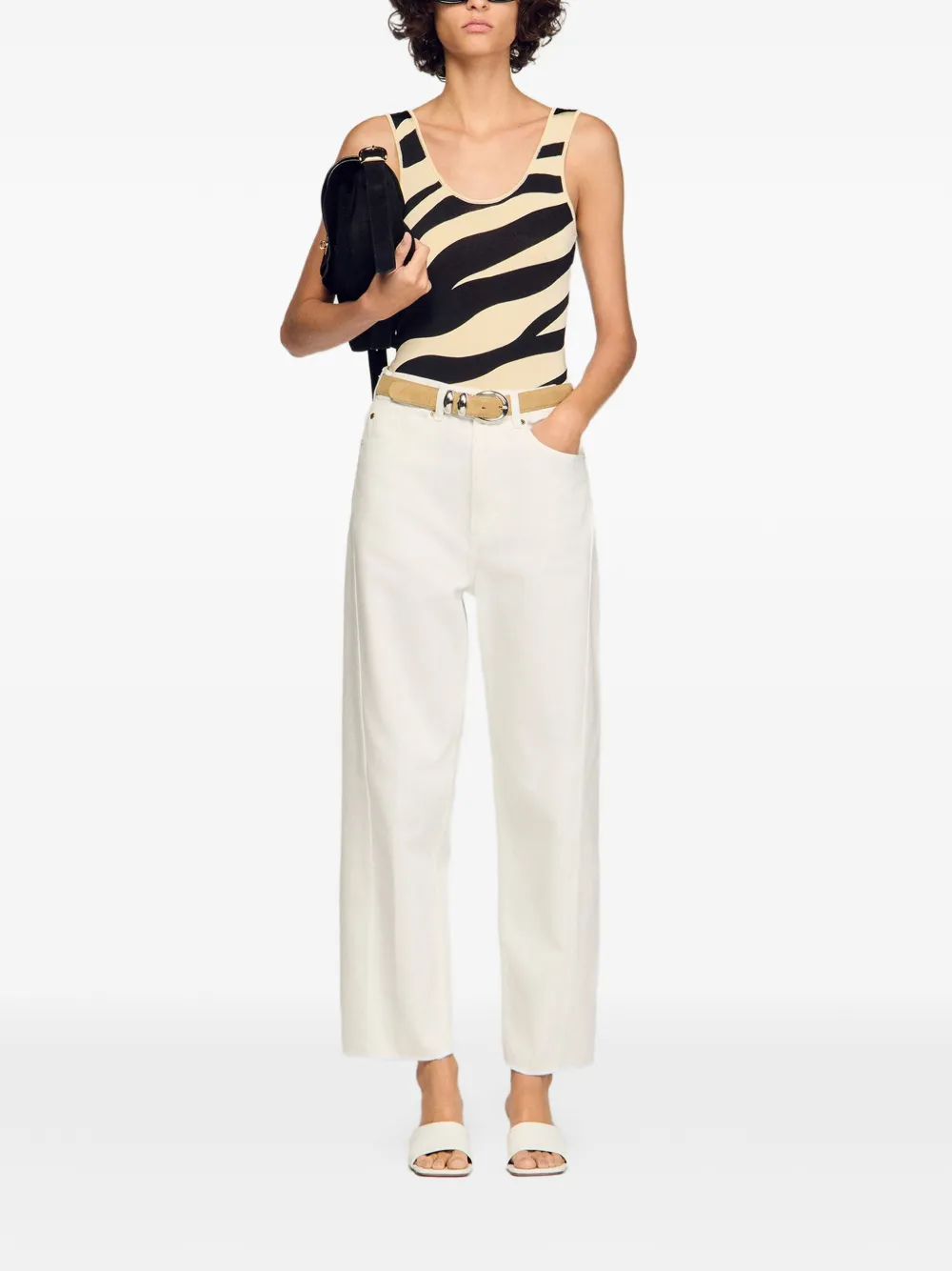  Sandro Body Con Estampado De Cebra - Neutro 